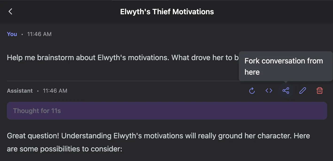 Forking a conversation