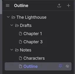 An outline with one document pinned to the chat