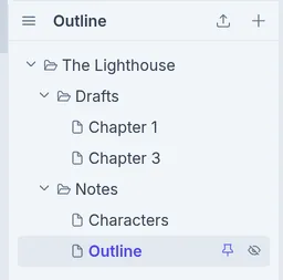 An outline with one document pinned to the chat