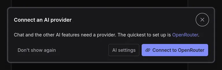 The Connect an AI provider dialog