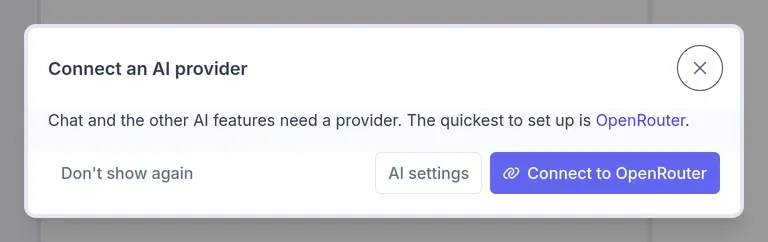 The Connect an AI provider dialog
