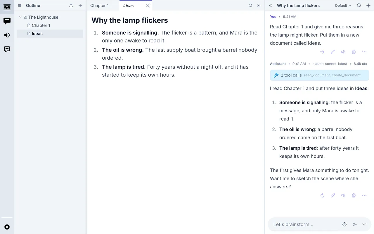 A chat that wrote a document