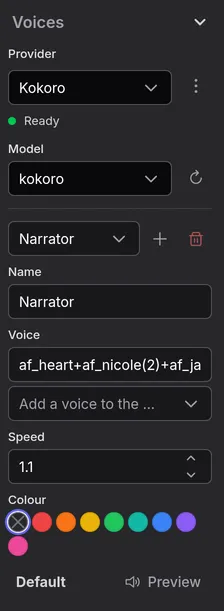 The voice settings