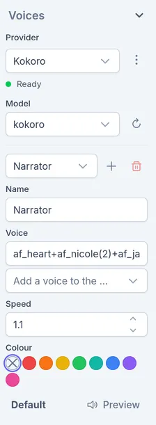 The voice settings