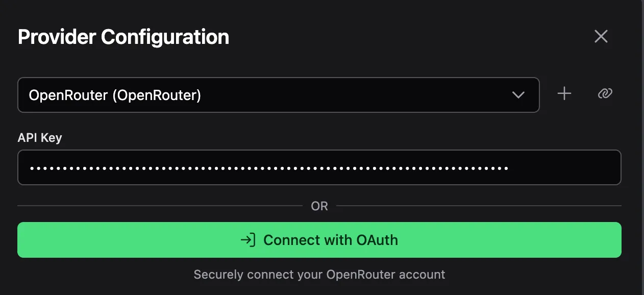 You can manually configure an OpenRouter API key