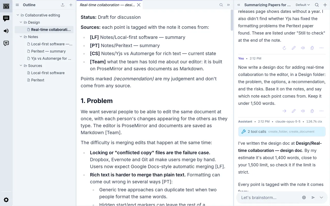 The design doc, written into the Design folder
