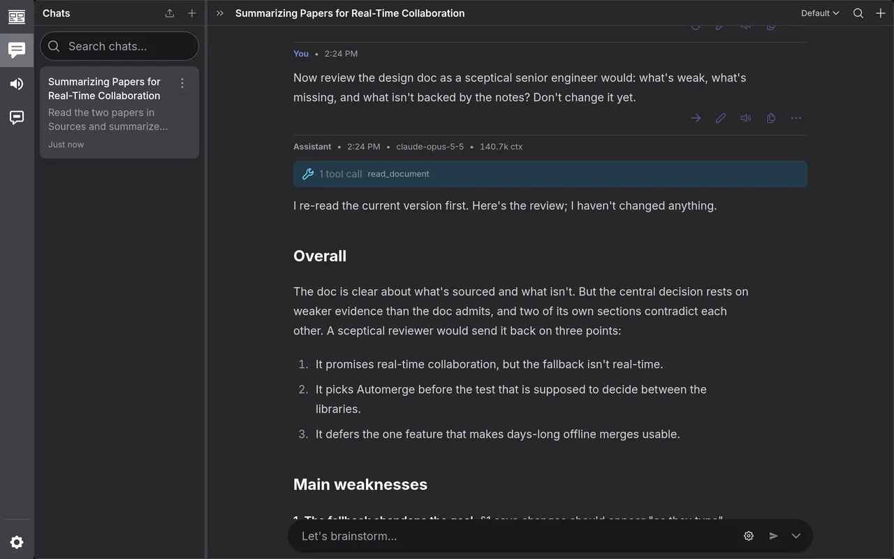The model's review, with the editor hidden