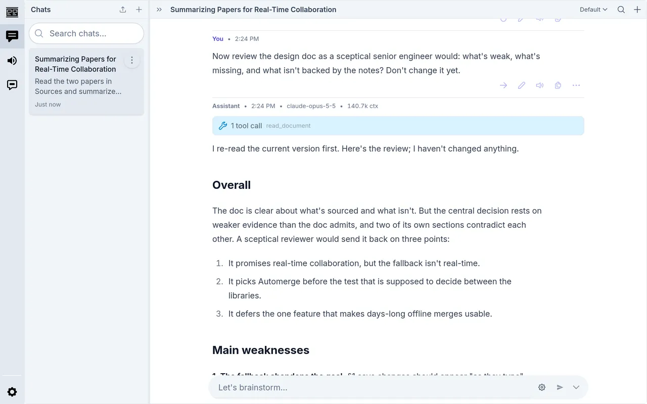 The model's review, with the editor hidden
