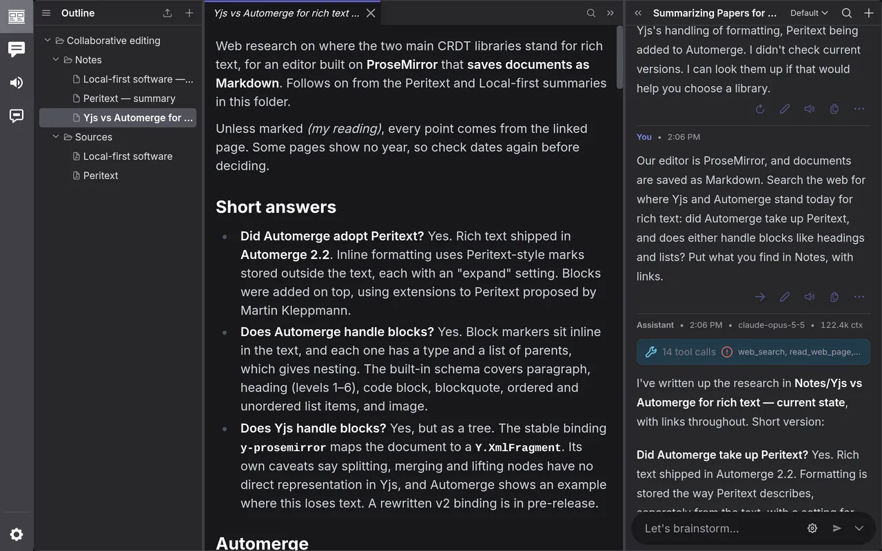 A note the model wrote from what it found on the web, and its 14 tool calls
