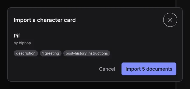 Importing Pif: a description, a greeting and post-history instructions