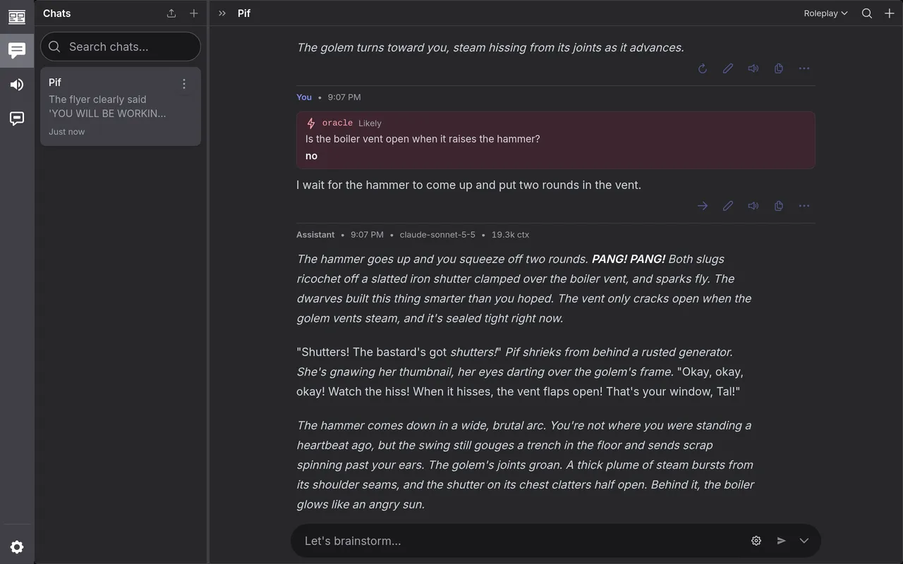The oracle's answer in Tal's turn, and the reply built on it