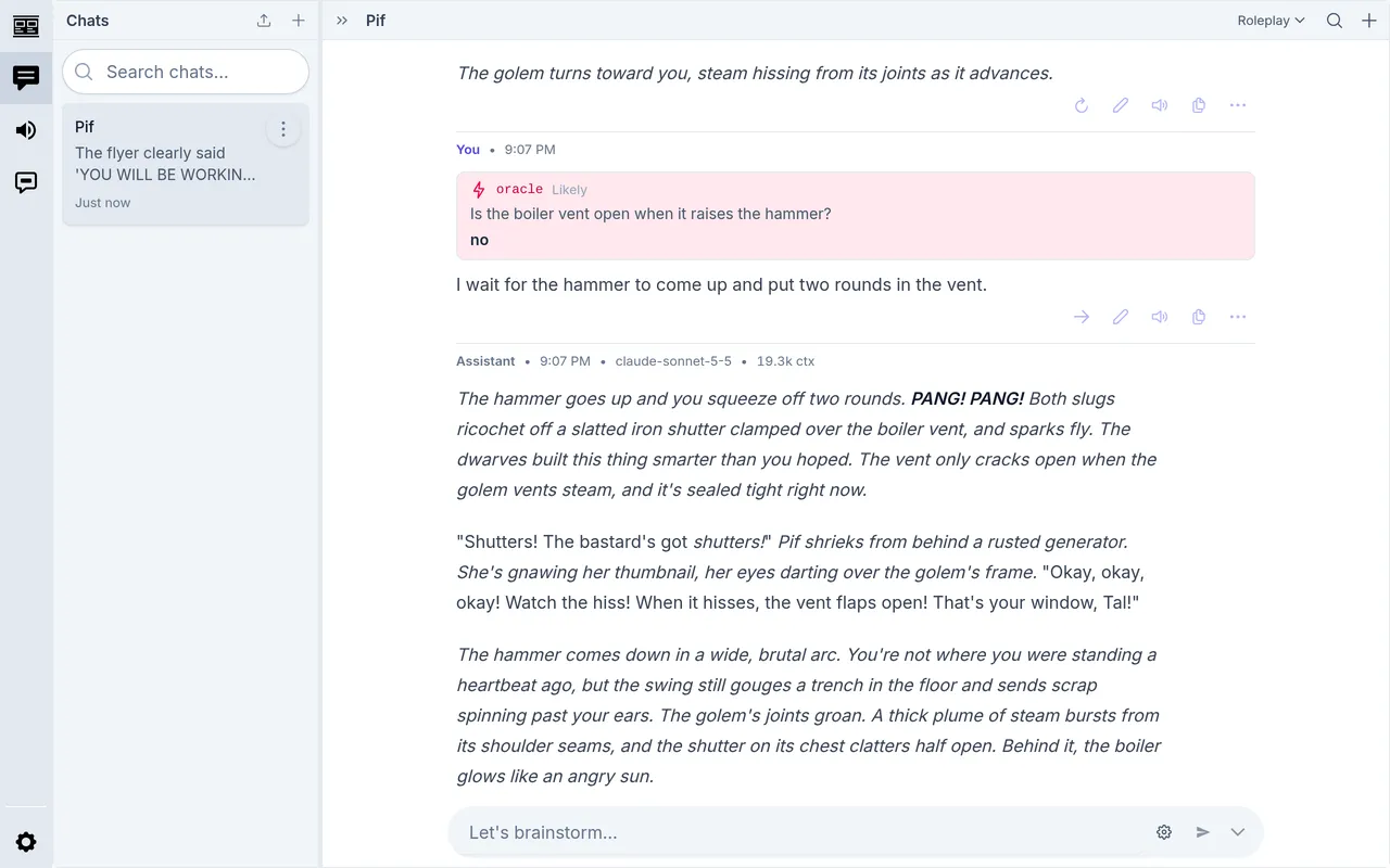 The oracle's answer in Tal's turn, and the reply built on it