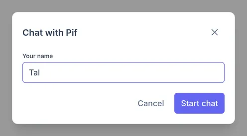 Starting a chat with Pif as Tal