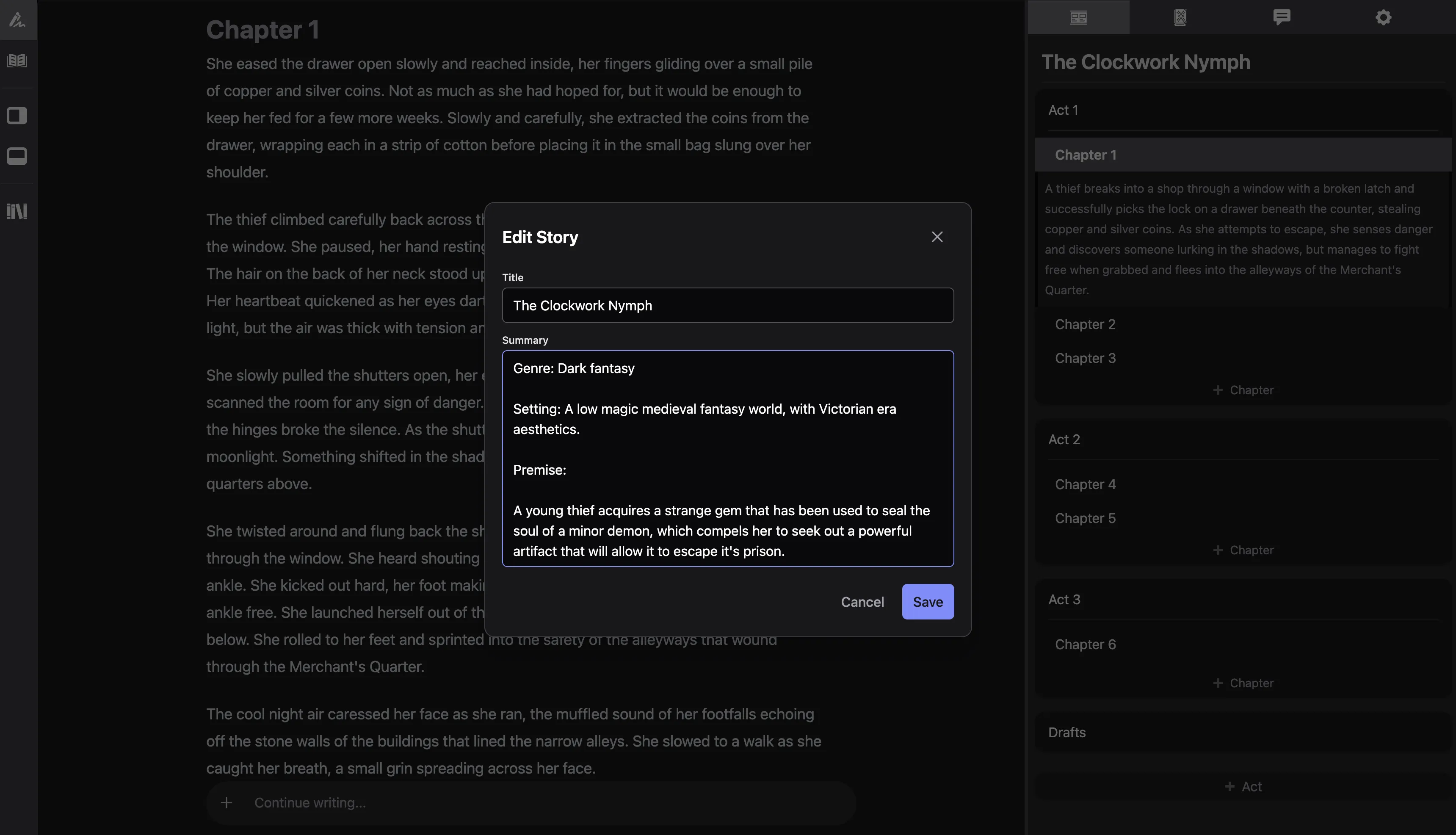 Story summaries can be edited from title ellipsis menu